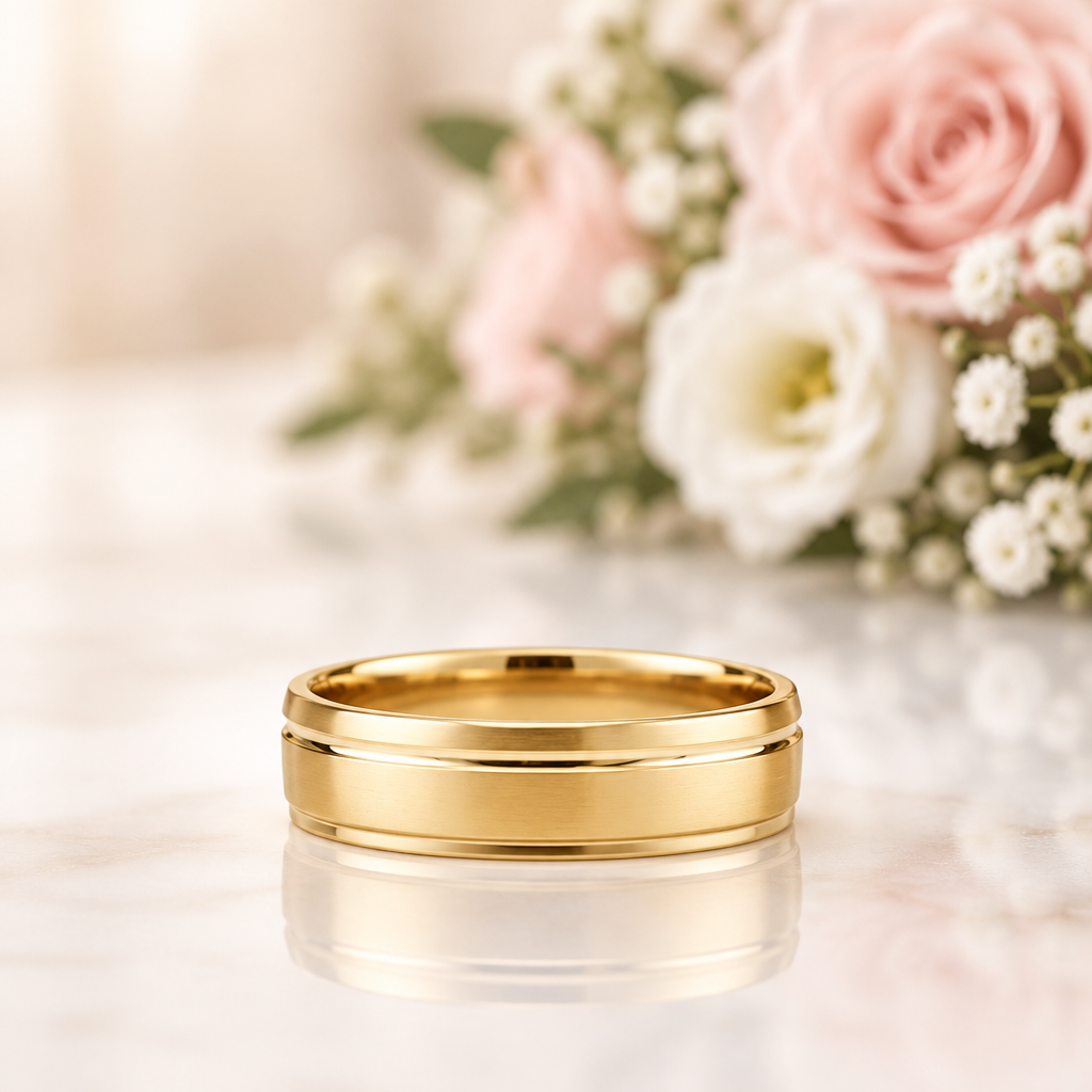 Classic Yellow Gold His And Hers Promise Ring-Black Diamonds New York