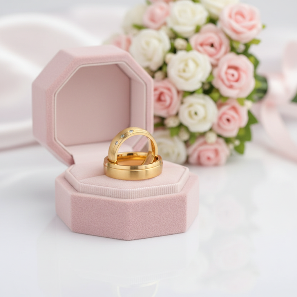 Classic Yellow Gold His And Hers Promise Ring-Black Diamonds New York