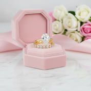 Classic Yellow Gold Pear Cut Wedding Ring Set-Black Diamonds New York