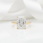 Classic Yellow Gold Radiant Cut Simulated Diamond Option Engagement Ring-Black Diamonds New York