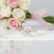 Classic Yellow Gold Radiant Cut Simulated Diamond Option Engagement Ring-Black Diamonds New York
