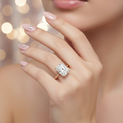 Classic Yellow Gold Radiant Cut Simulated Diamond Engagement Ring-Black Diamonds New York