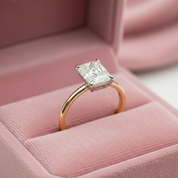 Classic Yellow Gold Radiant Cut Simulated Diamond Engagement Ring-Black Diamonds New York