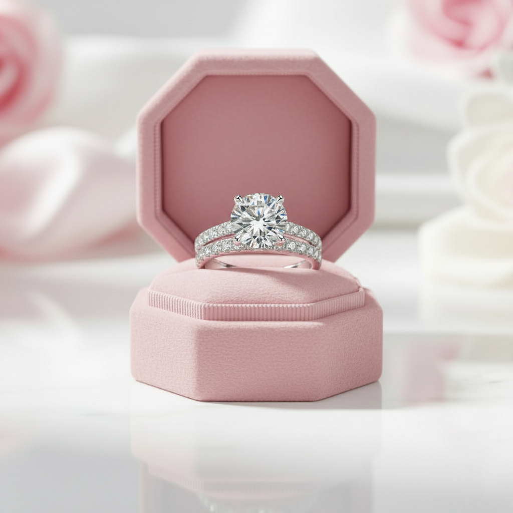 Classical 3ct Diamond Option Engagement Ring Set-Black Diamonds New York