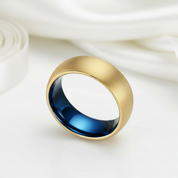 Classical Gold & Blue Men's Tungsten Wedding Band-Black Diamonds New York