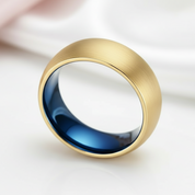 Classical Gold & Blue Men's Tungsten Wedding Band-Black Diamonds New York
