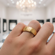 Classical Gold & Blue Men's Tungsten Wedding Band-Black Diamonds New York