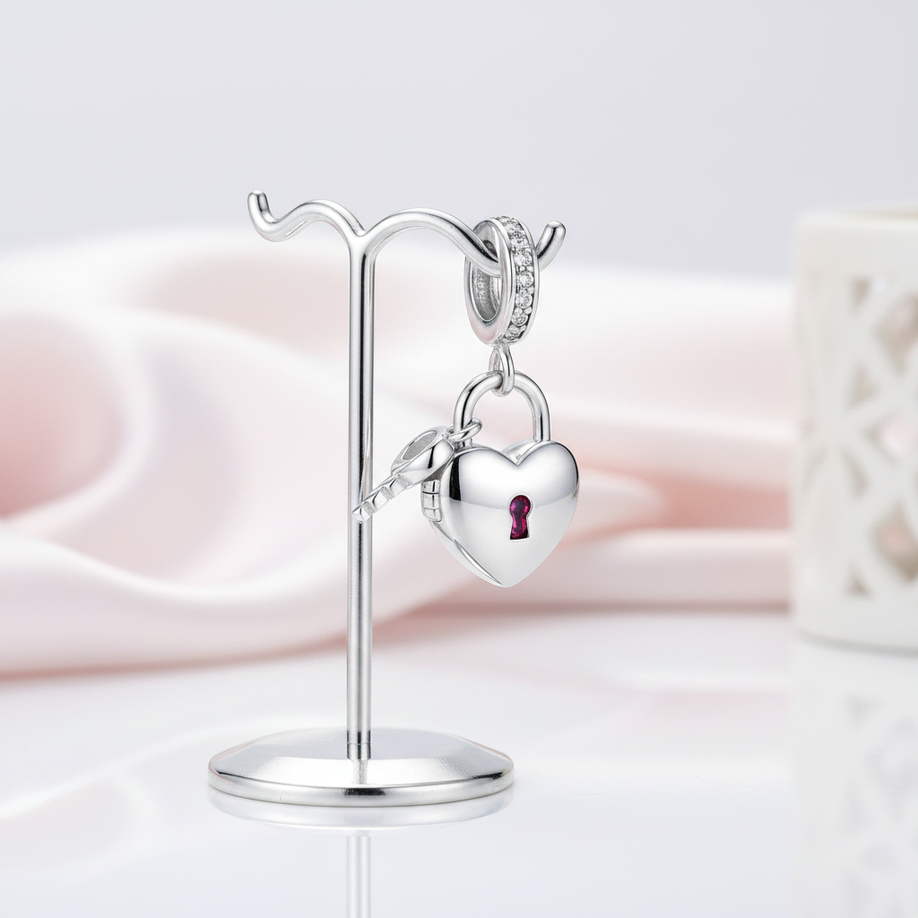 Classical Heart Pink Diamond Option Locket Charm-Black Diamonds New York
