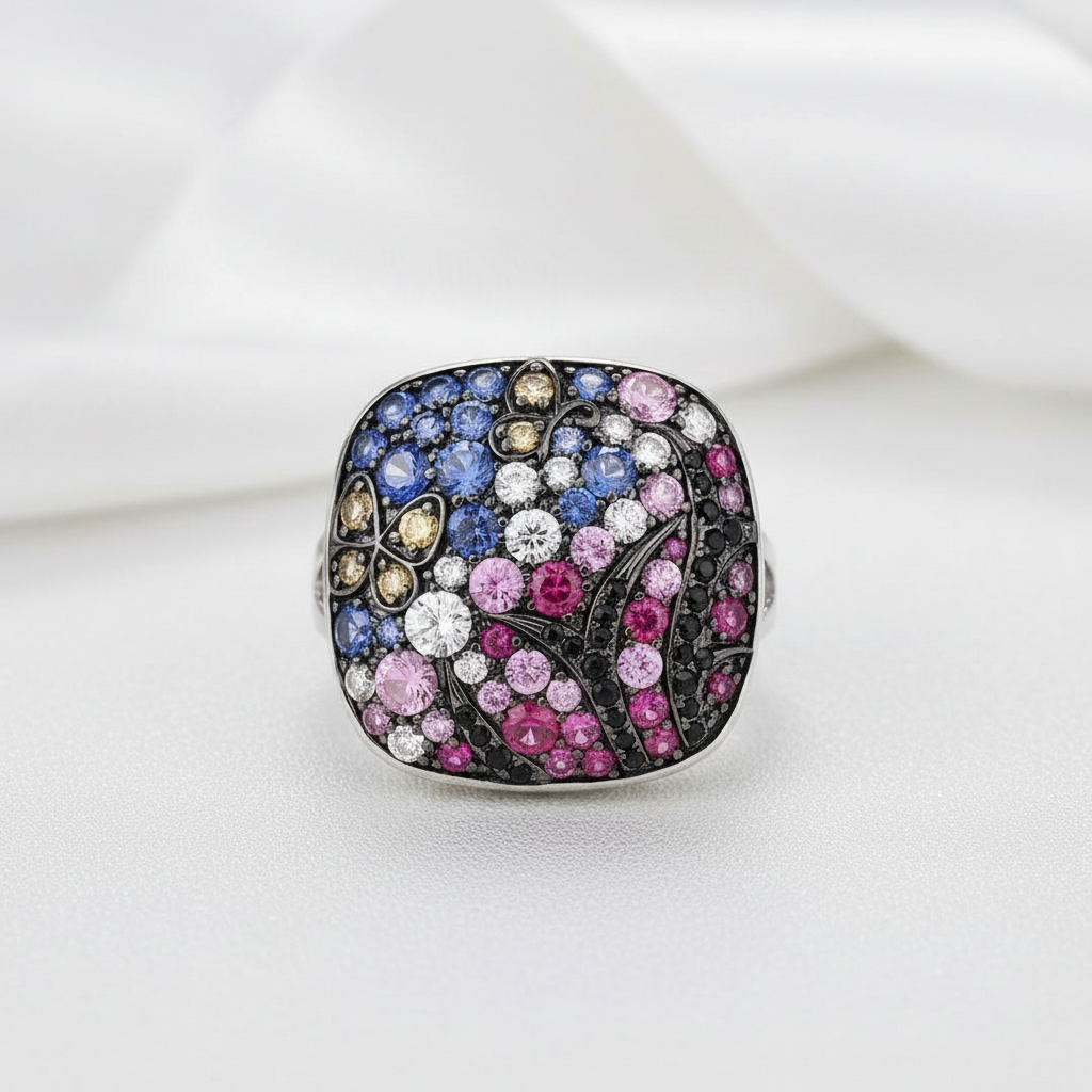 Classical Square Ring-Black Diamonds New York