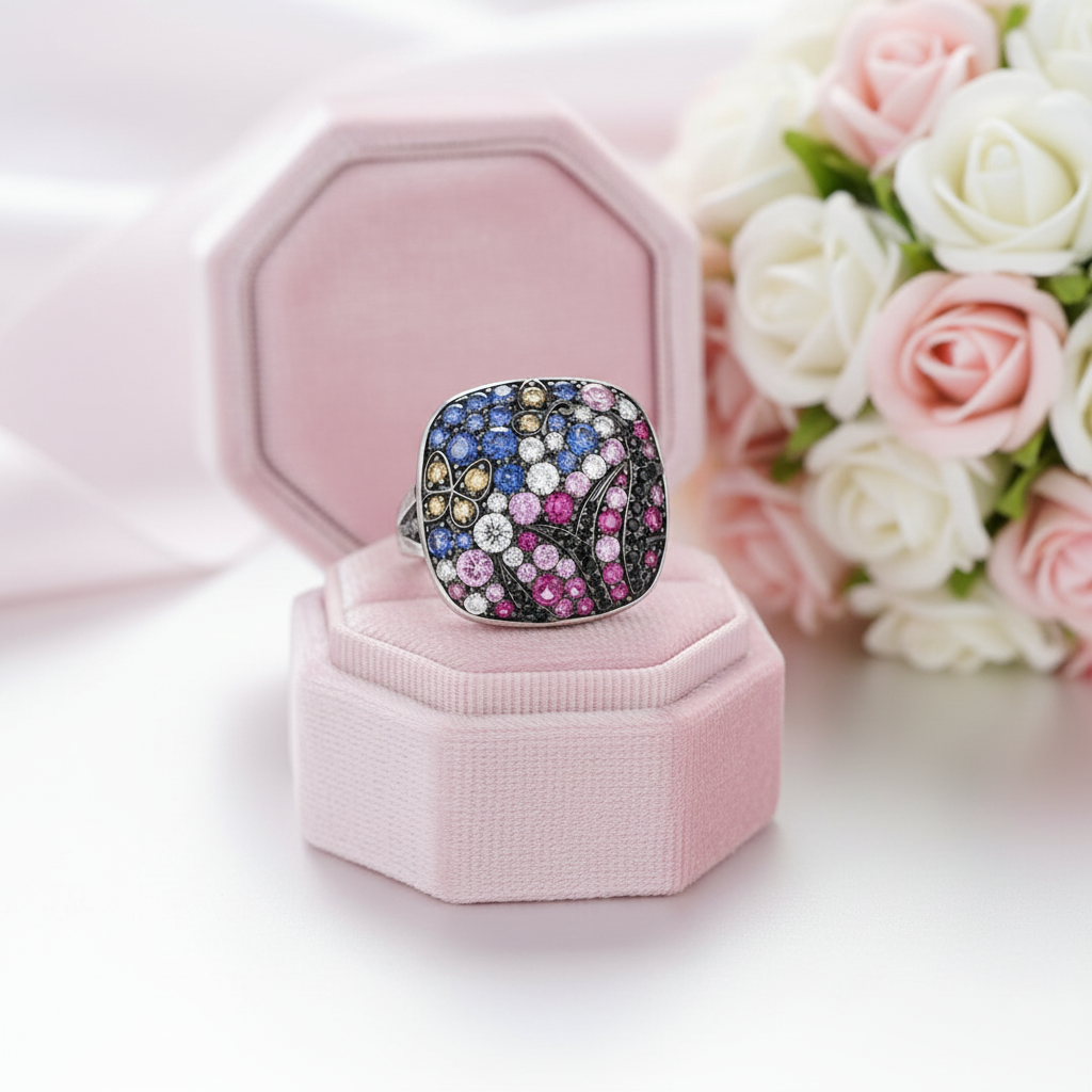 Classical Square Ring-Black Diamonds New York