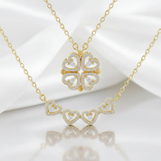 Four Leaf Clover Heart Change Necklace-Black Diamonds New York