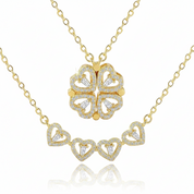 Four Leaf Clover Heart Change Necklace-Black Diamonds New York