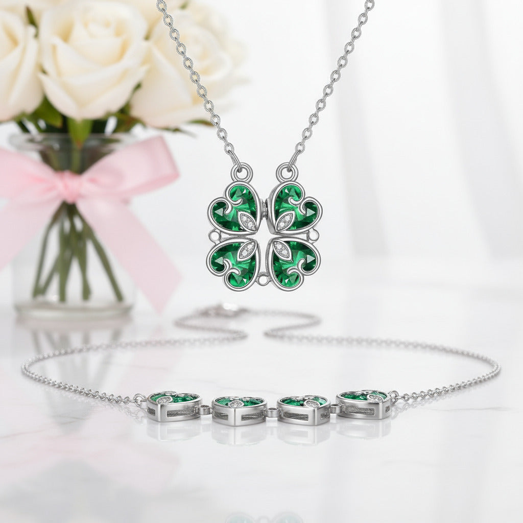 Clover-Heart Change Necklace-Black Diamonds New York