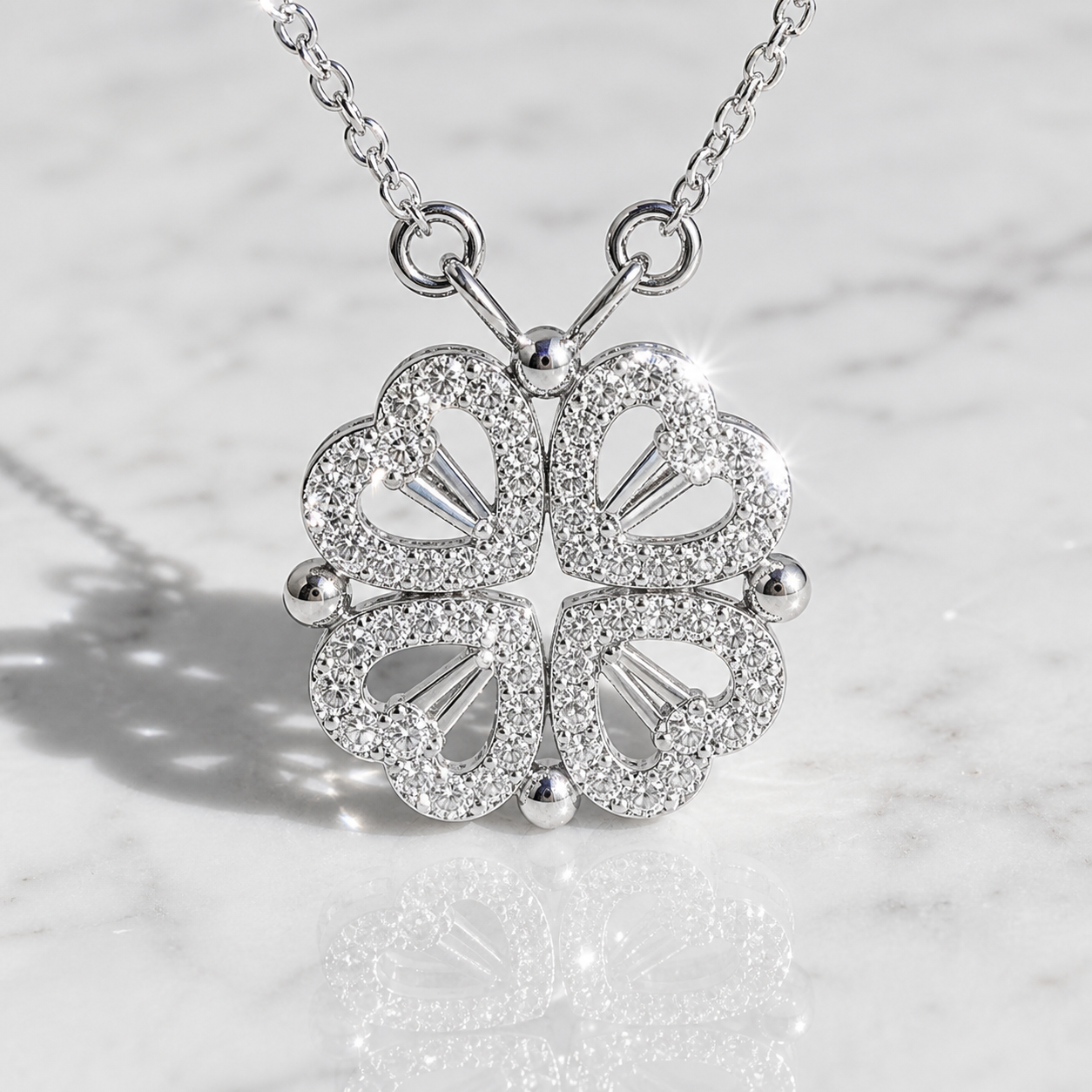 Clover-Heart Change Necklace-Black Diamonds New York