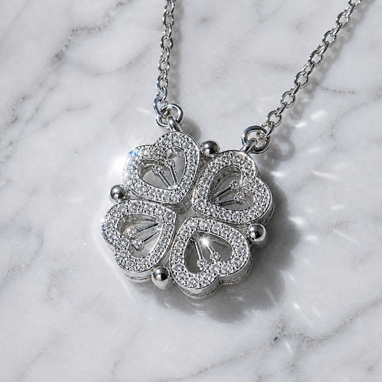 Clover-Heart Change Necklace-Black Diamonds New York