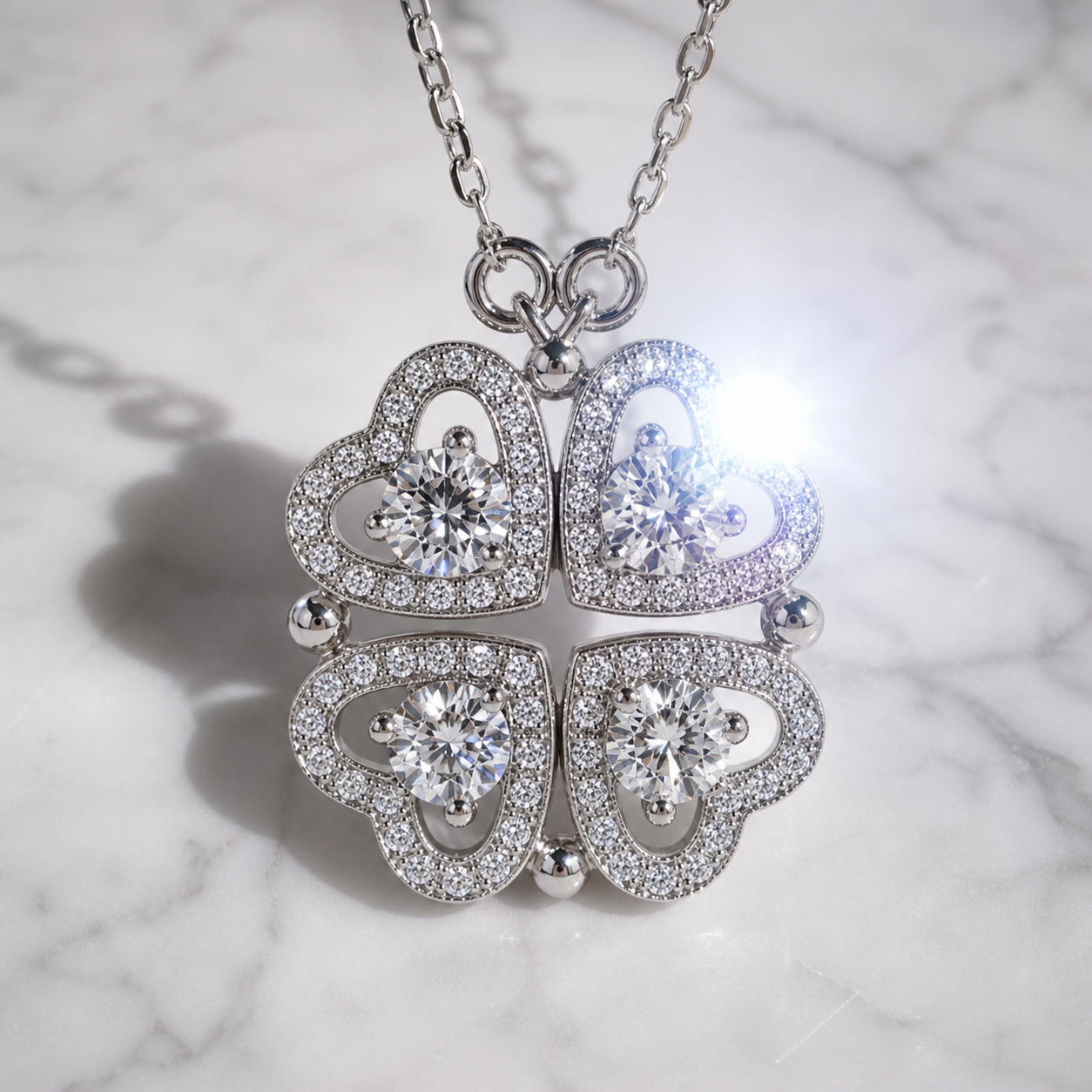 Clover-Heart Change Necklace-Black Diamonds New York
