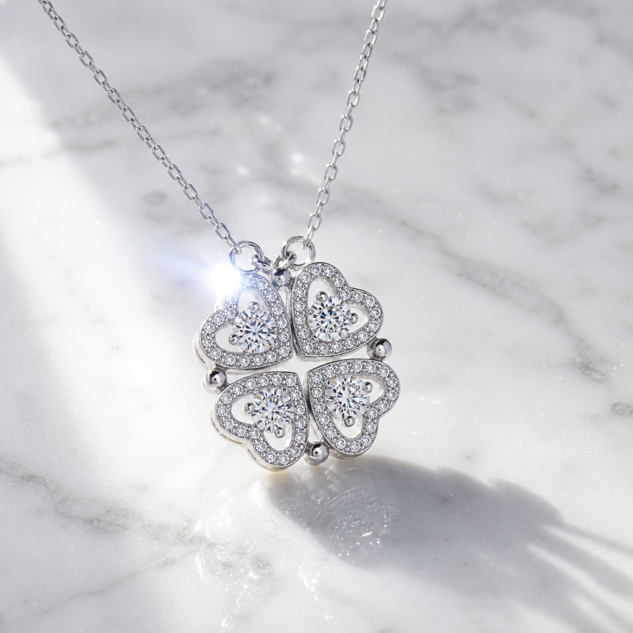Clover-Heart Change Necklace-Black Diamonds New York