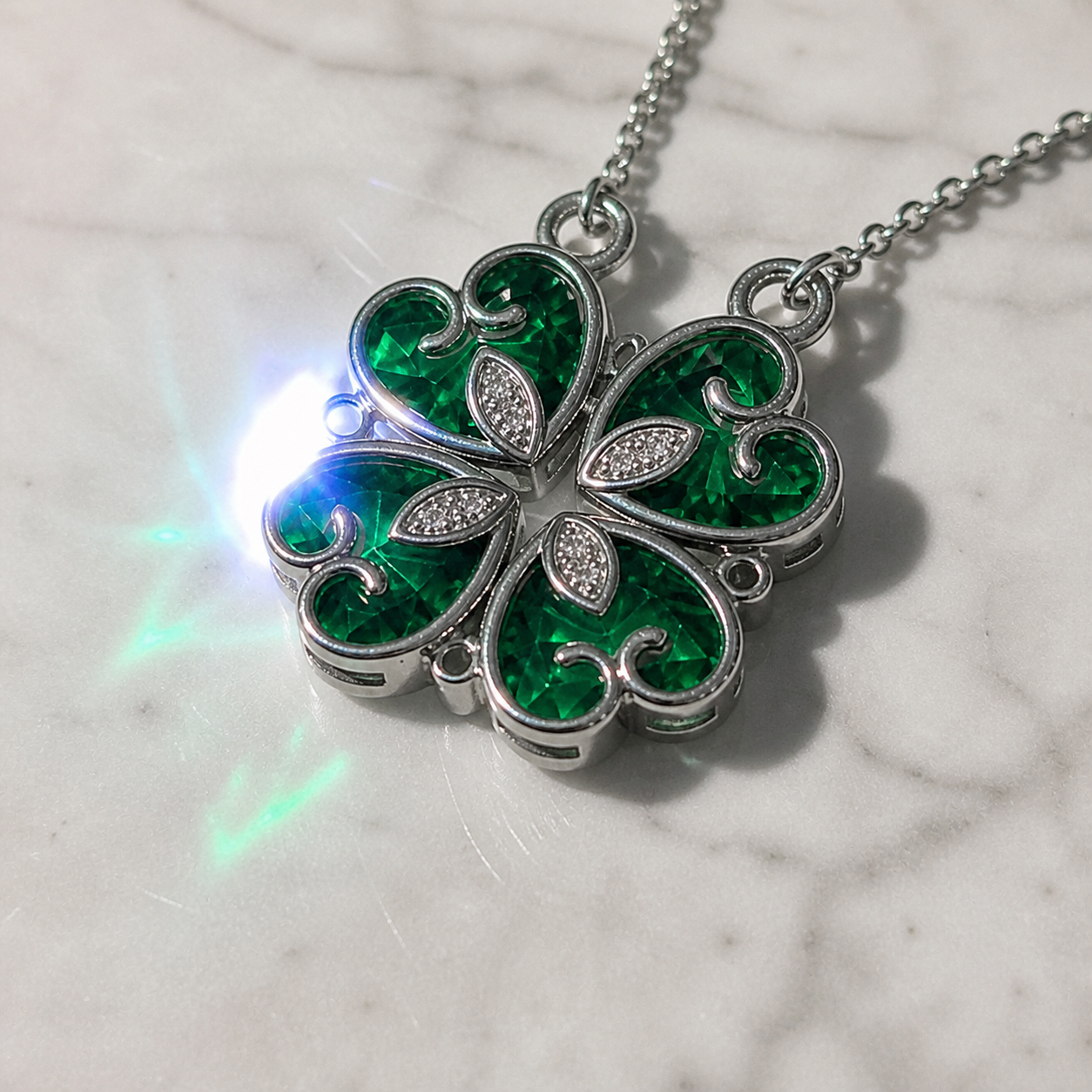Clover-Heart Change Necklace-Black Diamonds New York