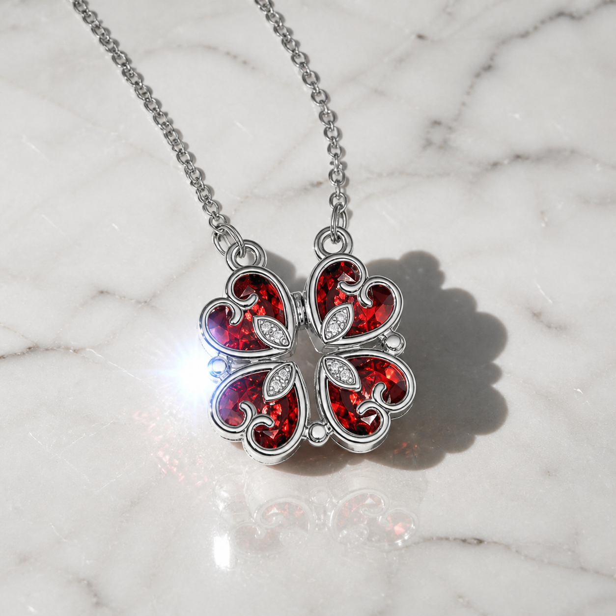 Clover-Heart Change Necklace-Black Diamonds New York