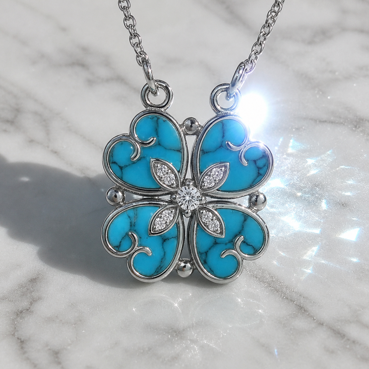 Clover-Heart Change Necklace-Black Diamonds New York