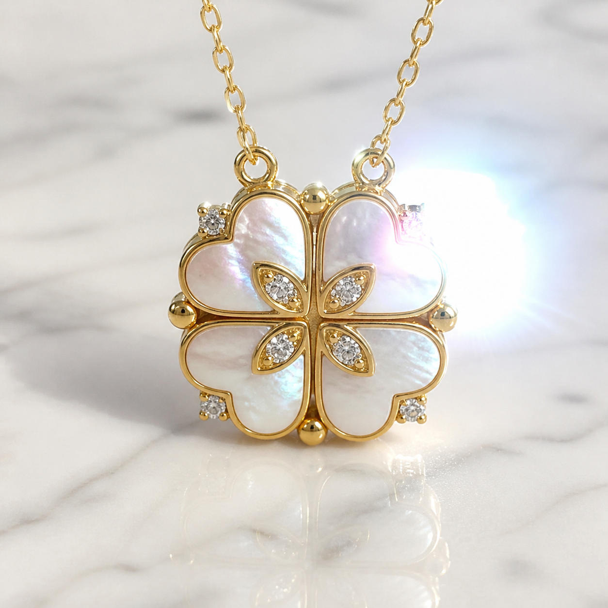 Clover-Heart Change Necklace-Black Diamonds New York