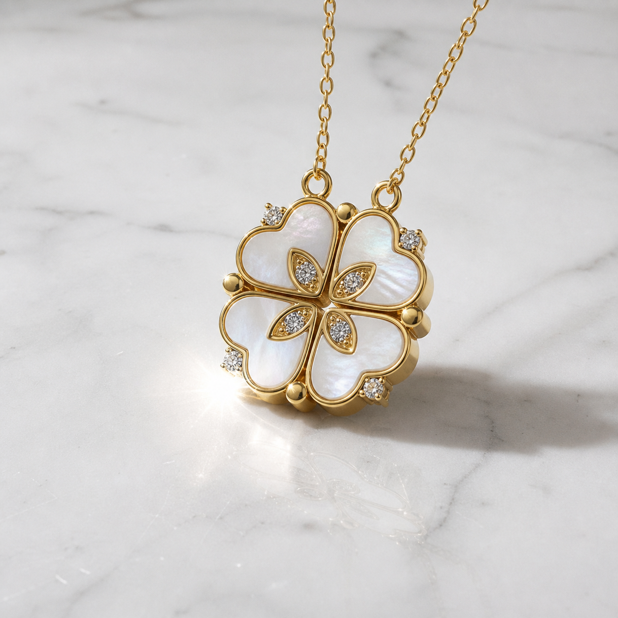 Clover-Heart Change Necklace-Black Diamonds New York