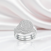 Clustered Round Diamond Option Halo Engagement Ring Set-Black Diamonds New York