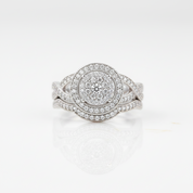 Clustered Round Diamond Option Halo Engagement Ring Set-Black Diamonds New York
