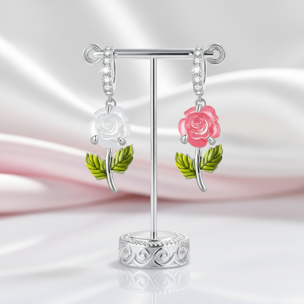 Color Change Rose Flower Charm-Black Diamonds New York