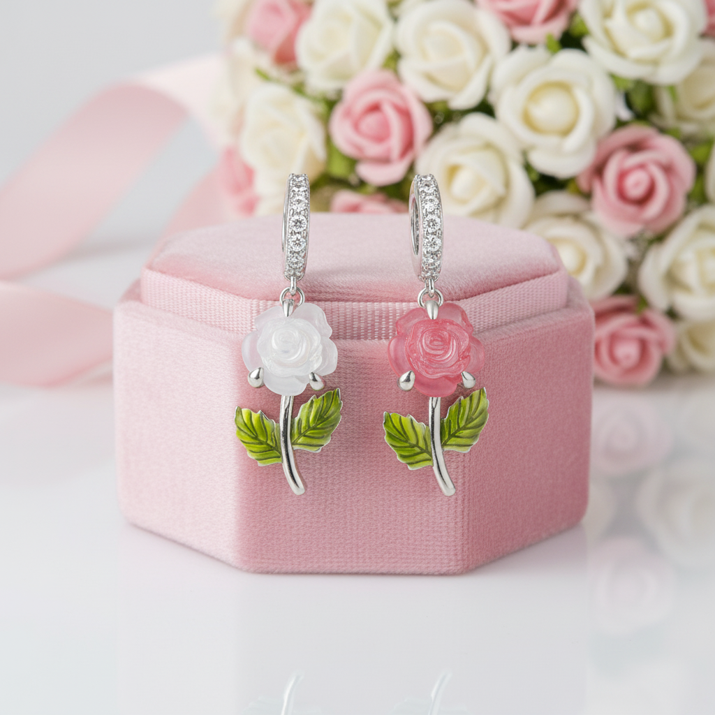 Color Change Rose Flower Charm-Black Diamonds New York