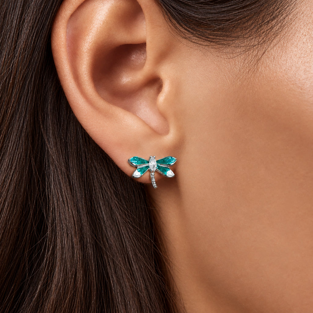 Colorful Diamond Option Butterfly Stud Earrings-Black Diamonds New York