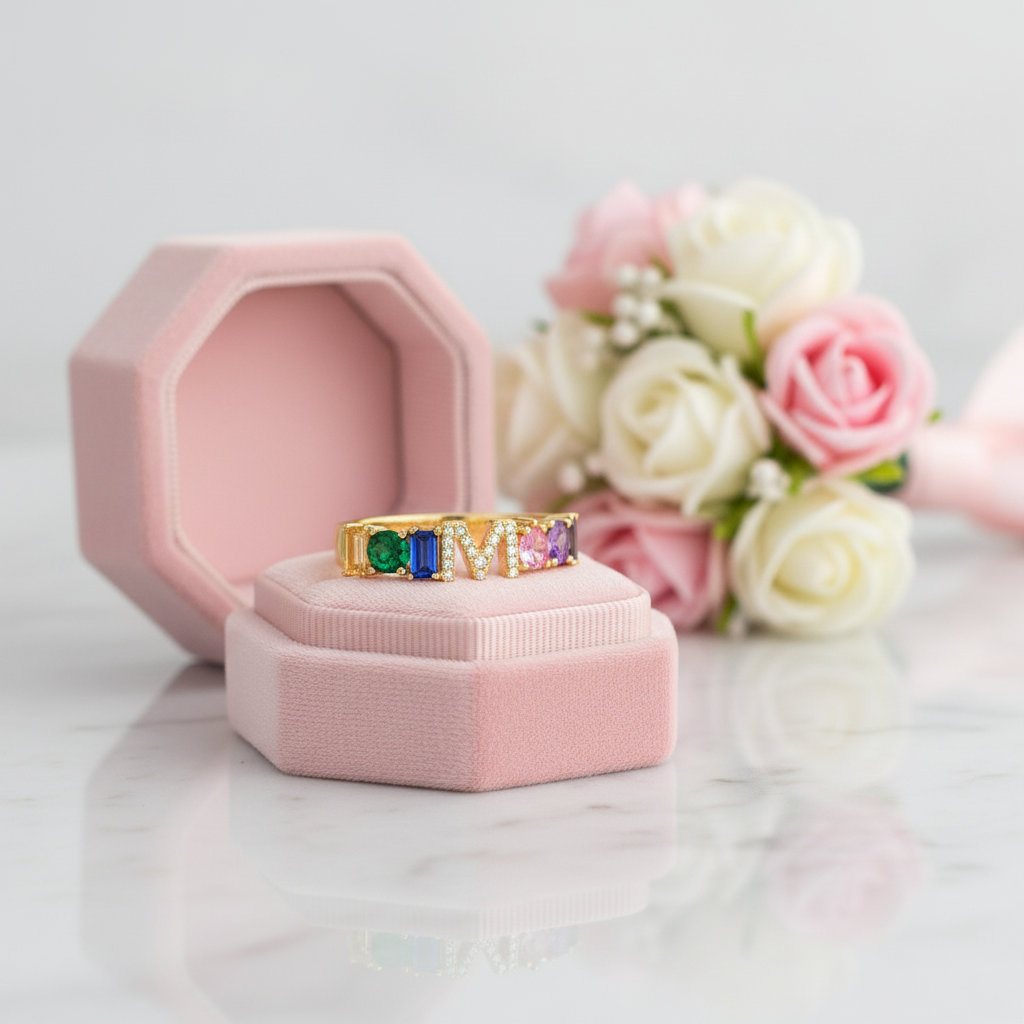 Colorful Diamond Option Alphabet Letters Adjustable Ring-Black Diamonds New York