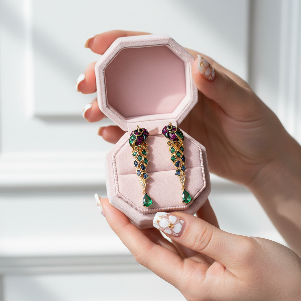 Colorful Parrot Drop Earrings-Black Diamonds New York