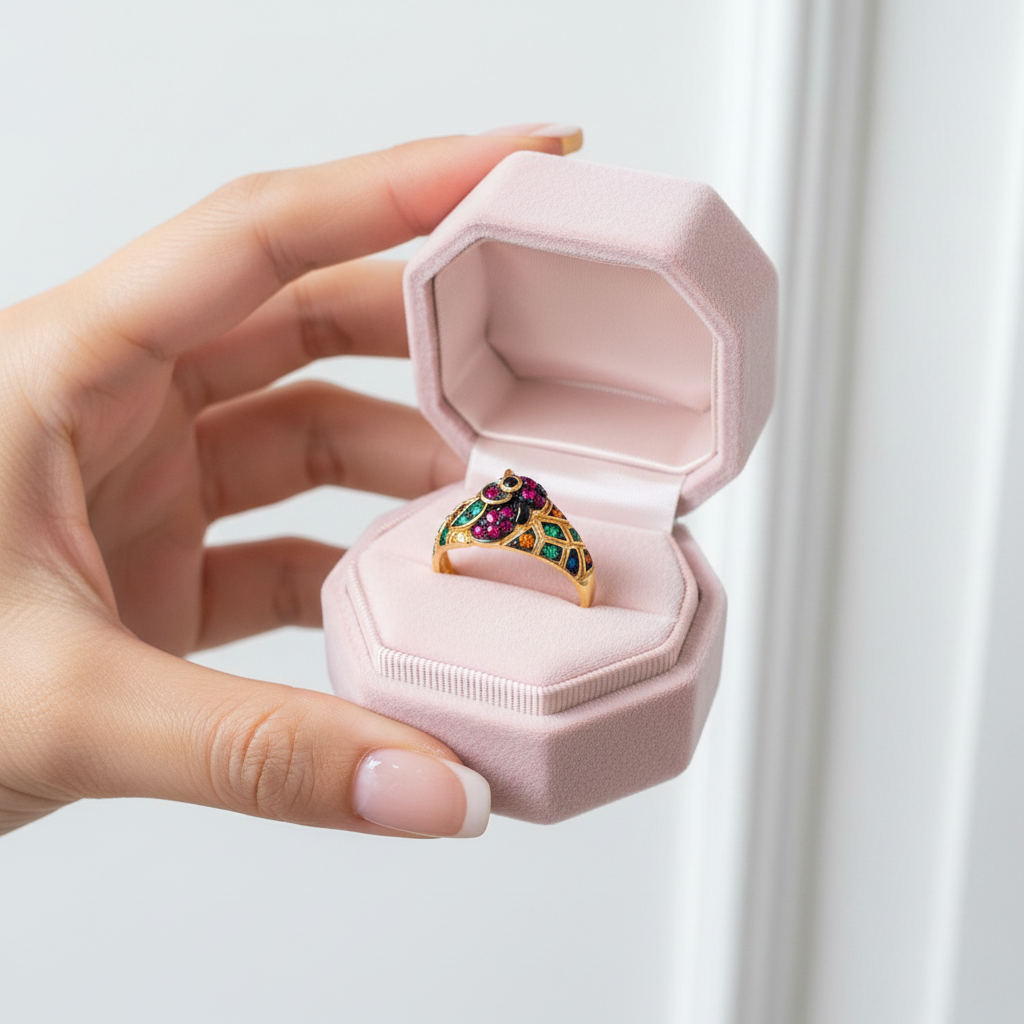 Colorful Parrot Ring-Black Diamonds New York