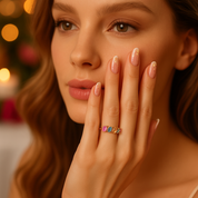 Multicolor Natural Tourmaline Ring-Black Diamonds New York