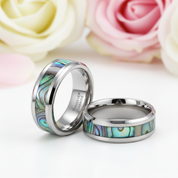 Comfort Fit Top Quality Tungsten Carbide with Abalone Inlay Men's Ring-Black Diamonds New York