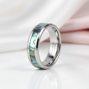 Comfort Fit Top Quality Tungsten Carbide with Abalone Inlay Men's Ring-Black Diamonds New York