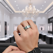 Comfort Fit Top Quality Tungsten Carbide with Abalone Inlay Men's Ring-Black Diamonds New York