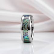 Comfort Fit Top Quality Tungsten Carbide with Abalone Inlay Men's Ring-Black Diamonds New York