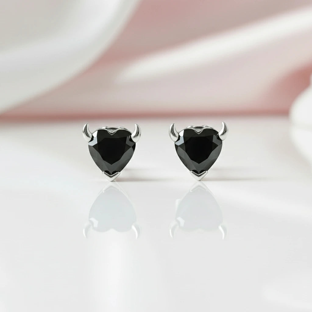 Cool Black Devil Heart Diamond Jewelry Set-Black Diamonds New York