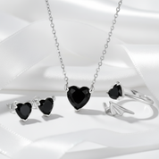 Cool Black Devil Heart Diamond Jewelry Set-Black Diamonds New York