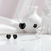 Cool Black Devil Heart Diamond Jewelry Set-Black Diamonds New York