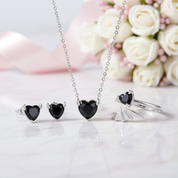 Cool Black Devil Heart Diamond Jewelry Set-Black Diamonds New York