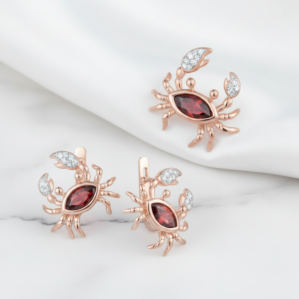 Crab Cancer Earrings with Diamond Option Jewelry Set-Black Diamonds New York