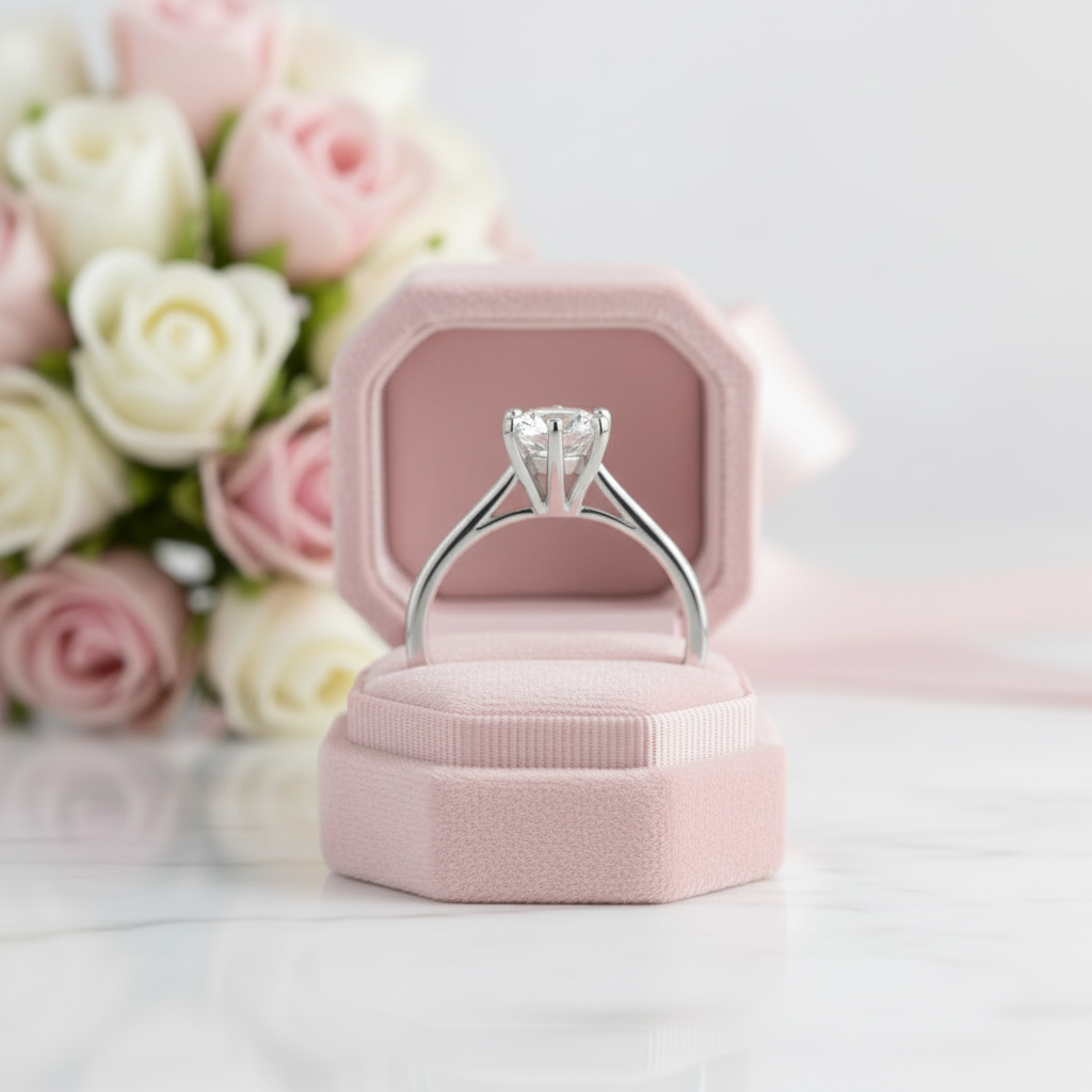 Classic 1.0 Ct Round Diamond Option Engagement Ring-Black Diamonds New York