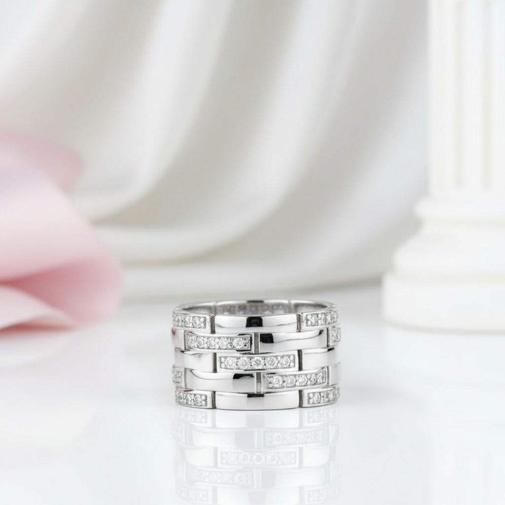 Multi-Row Pave Diamond Interlocking Wedding Band-Black Diamonds New York