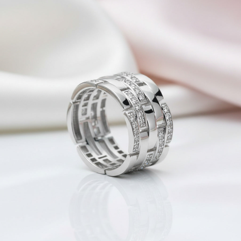 Multi-Row Pave Diamond Option Interlocking Wedding Band-Black Diamonds New York