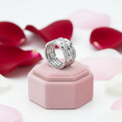 Multi-Row Pave Diamond Interlocking Wedding Band-Black Diamonds New York