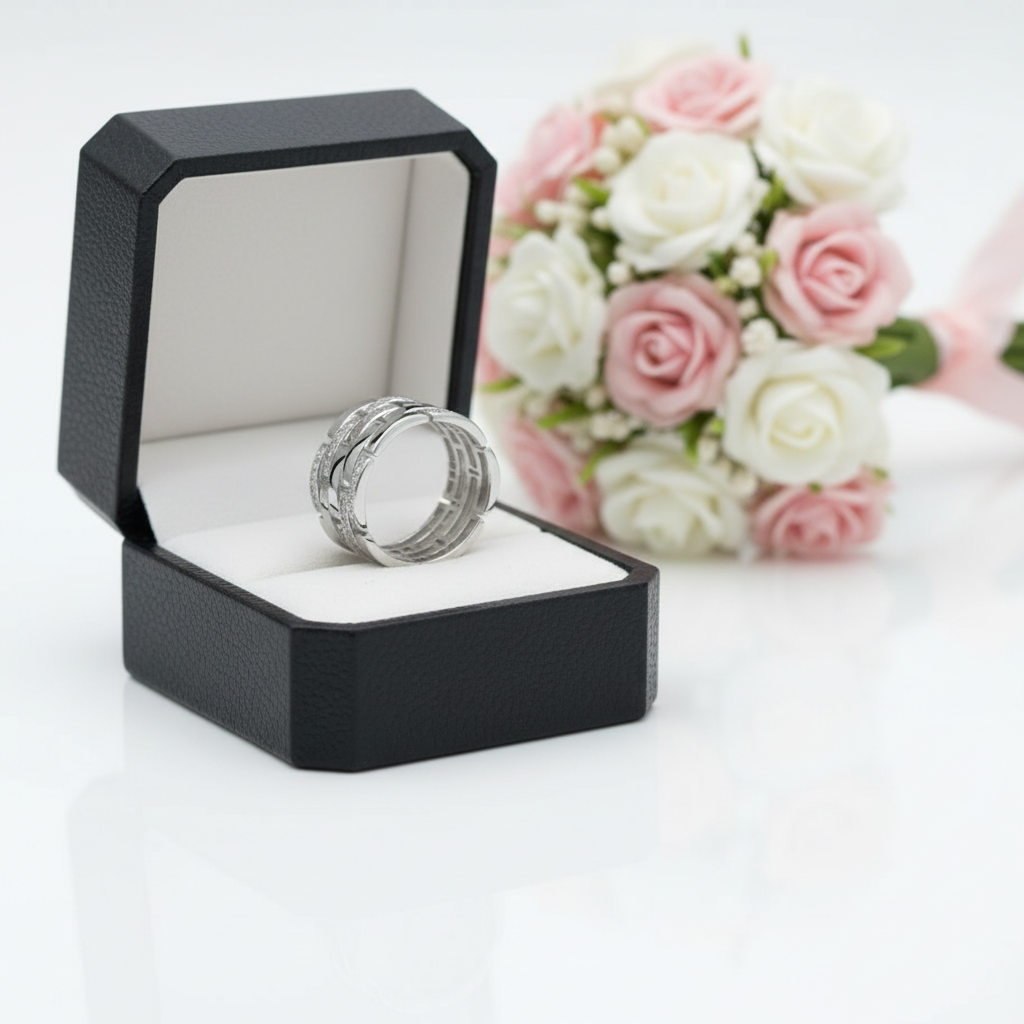 Multi-Row Pave Diamond Option Interlocking Wedding Band-Black Diamonds New York