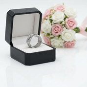 Multi-Row Pave Diamond Interlocking Wedding Band